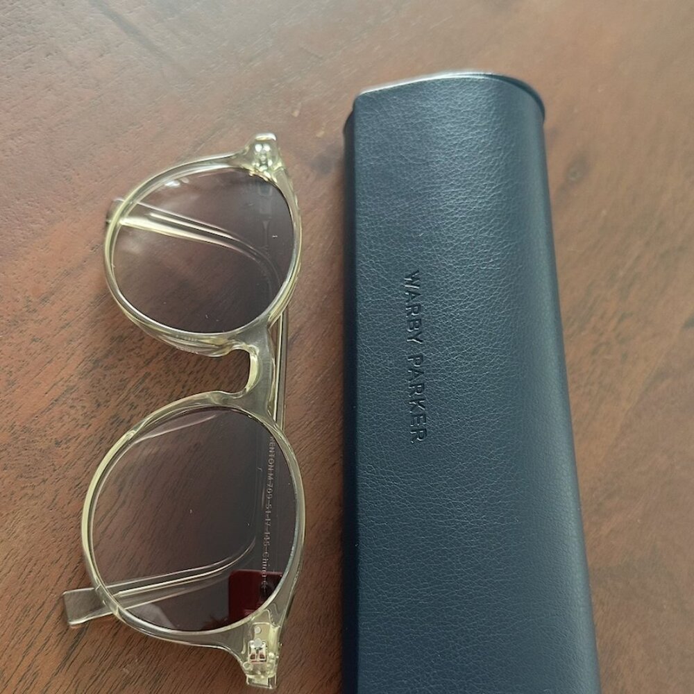 Warby Parker Round Sunglasses - Clear Frame / Brown Gradient Lenses - Picture 2 of 3